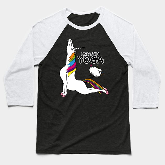 Unicorn Yoga Baseball T-Shirt by Nulian Sanchez